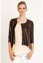 DENVER Cropped Faux Leather Jacket