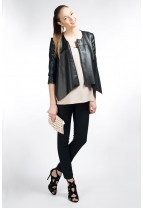 DENVER Cropped Faux Leather Jacket